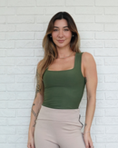 Regata Decote Quadrado Poliamida Verde Militar