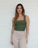 Regata Decote Quadrado Poliamida Verde Militar