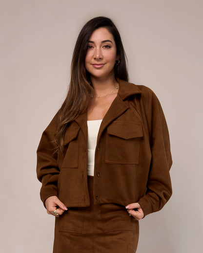 Jaqueta Over Suede Caramelo