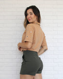 T-Shirt Ribana com Ilhós Capuccino