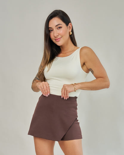 Short Saia Alfaiataria Marrom