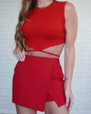 Short Saia Envelope Vermelho