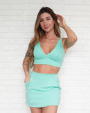 Short Saia Bliss Verde Água (saia atrás)