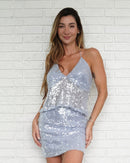 Saia Paetê Baby Blue