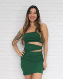 Vestido Recortes Verde