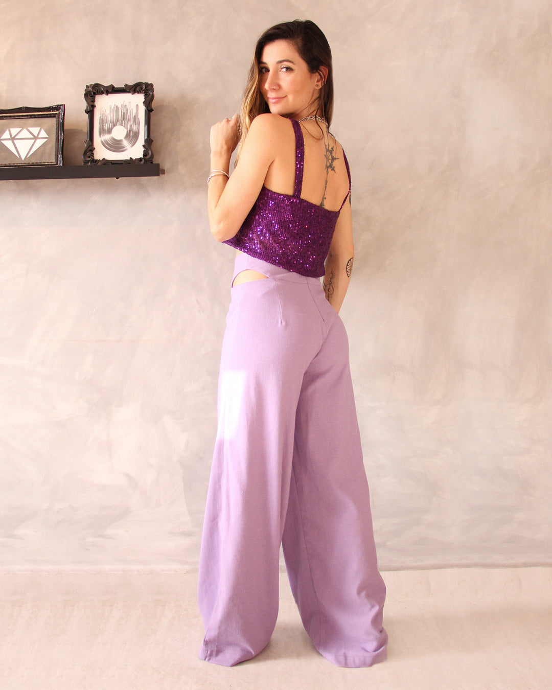 Calça Recortes Lilás